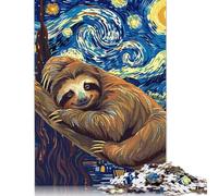 500 Piece Sloth in Starry Night Style Jigsaw Puzzle for Adult Teenagers Puzzle Jigsaws for Adults Teenagers Age 14+ 500pcs (52x38cm)