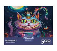 500 Piece Smiling Cat Jigsaw Square Puzzle for Adults & Wooden Puzzles Educational Game Challenge Toy 500pcs (52x38cm)