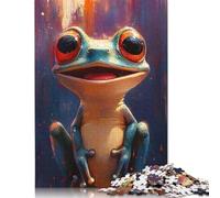 500 Piece Smiling Frog Painting Jigsaw Puzzles for Adult Teenagers Puzzles for Adults Brain Teaser Puzzles For Adults 500pcs (52x38cm)