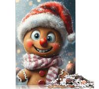 500 Piece Smiling Gingerbread Man Christmas Puzzle Wooden Puzzle for Adults And Teenager Home Educational Games DIY Toys 500pcs (52x38cm)