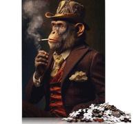 500 Piece Smoking Monkey Jigsaws for Adults Puzzles Wooden Puzzles Family Game for Adults And Teenagers 500pcs (52x38cm)