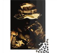 500 Piece Smoking Soldier Square Jigsaw Puzzles for Adults, Wooden Puzzles Learning Educational Toy 500pcs (52x38cm)
