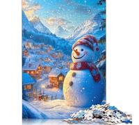 500 Piece Snowman Christmas Jigsaw Puzzlesfor Adults Teenagers Puzzles Wooden Puzzles Brain Teaser Puzzle 500pcs (52x38cm)