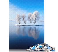 500 Piece Snowy Island in A Frozen Lake Creative Square Jigsaw Puzzles for Adults & Wooden Puzzles Stress Relief Puzzle Games And Unique 500pcs (52x38cm)