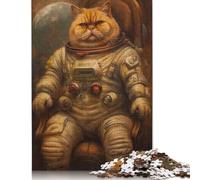 500 Piece Space Astronaut Funny Cat Jigsaw Puzzlesfor Adults Teenagers Puzzles Wooden Puzzles Brain Teaser Puzzle 500pcs (52x38cm)