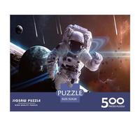 500 Piece Space Astronaut Square Puzzles for Adults, Wooden Puzzles Toy Wall Decor 500pcs (52x38cm)