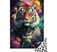 500 Piece Space Tiger Puzzle For Adults | Large Jigsaw Puzzle with Premium & Durable Wooden Block Pieces with Precise Interlocking Design 500pcs (52x38cm)