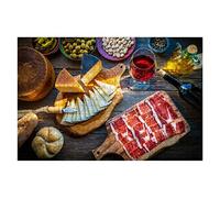500 Piece Spain Iberian Ham Cheese Wine Jigsaw Puzzle, Food Art Interactive Brain Teaser Puzzle