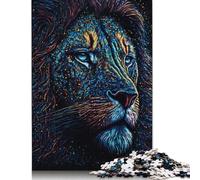 500 Piece Splash Paint Lion Jigsaw Puzzles for Adults & Wooden Puzzles Educational Games For Kids 500pcs (52x38cm)
