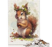 500 Piece Squirrel Flower Square Jigsaw Puzzles for Adults & Wooden Puzzles Learning Educational Toys Family Games 500pcs (52x38cm)