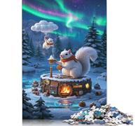 500 Piece Squirrel Square Jigsaw Puzzles for Adults & Wooden Puzzles Learning Educational Toys Family Games 500pcs (52x38cm)