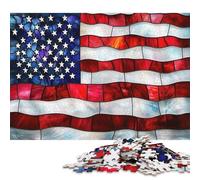 500 Piece Stained Glass American Flag Jigsaw Puzzle for Adults And Teenager Sustainable Puzzle for Adults | Games 500pcs (52x38cm)