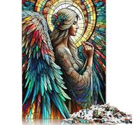 500 Piece Stained Glass Angel Jigsaws for Adults Wood Puzzle Jigsaws Educational Game Challenge Toy 500pcs (52x38cm)