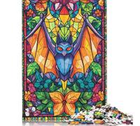 500 Piece Stained Glass Bat Adult Jigsaw Puzzle Puzzles for Adults Learning Educational Puzzle 500pcs (52x38cm)