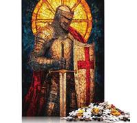 500 Piece Stained Glass Knight Crusader Jigsaw Puzzlesfor Adults Teenagers Wooden Puzzles for Adults For Family Fun & Game Night 500pcs (52x38cm)