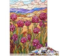 500 Piece Stained Glass Mountain Meadow Puzzles for Adults Wooden Puzzles Educational Game for Children As A 500pcs (52x38cm)