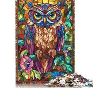 500 Piece Stained Glass Owl Puzzle Wooden Puzzle for Adults And Teenager Home Educational Games DIY Toys 500pcs (52x38cm)