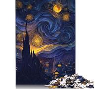 500 Piece Starry Night Paper Cut Jigsaw Puzzlesfor Adults Teenagers Wooden Puzzles for Adults For Family Fun & Game Night 500pcs (52x38cm)