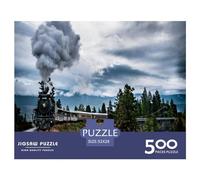 500 Piece Steam Train Jigsaw Square Puzzle for Adults & Wooden Puzzles Educational Game Challenge Toy 500pcs (52x38cm)