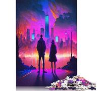 500 Piece Street Cyberpunk Landscape Creative Square Jigsaw Puzzles for Adults & Wooden Puzzles Educational Toys 500pcs (52x38cm)