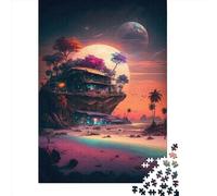 500 Piece Sunset_in_beach Creative Square Jigsaw Puzzles for Adults & Wooden Puzzles Stress Relief Puzzle Games And Unique 500pcs (52x38cm)