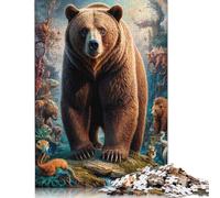 500 Piece Surreal Grizzly Bear Jigsaw Puzzle for Adult Teenagers Puzzle Adult Jigsaw Puzzle Learning Educational Toys 500pcs (52x38cm)
