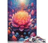 500 Piece Surreal Lotus Flower Square Jigsaw Puzzles for Adults, Wooden Puzzles Learning Educational Toy 500pcs (52x38cm)