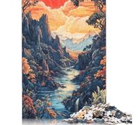 500 Piece Surreal River Valley Creative Square Jigsaw Puzzles for Adults And Wooden Puzzles Toy Intellectual Game 500pcs (52x38cm)