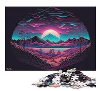 500 Piece 'Surreal Synthwave Odyssey Jigsaw Wooden Puzzle Adult Jigsaw Puzzle Jigsaw Puzzles for Adult 500pcs (52x38cm)