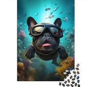 500 Piece Swimming Puppy Puzzles for Adults & Wooden Puzzles Educational Puzzle Family Game 500pcs (52x38cm)