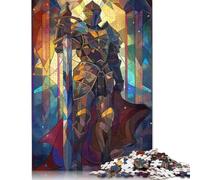 500 Piece Sword Paladin Stained Glas Creative Square Jigsaw Puzzles for Adults And Wooden Puzzles Toy Intellectual Game 500pcs (52x38cm)