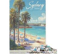 500 Piece Sydney Beach Vibes Square Jigsaw Puzzles for Adults & Wooden Puzzles Learning Educational Toys Family Games 500pcs (52x38cm)