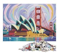 500 Piece Sydney Opera House And Golden Gate Puzzles For Adults Wooden Puzzles Brain Teaser Puzzles For Children 500pcs (52x38cm)
