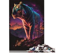 500 Piece Synthwave Tiger Adult Jigsaw Puzzle Wooden Puzzles for Teenagers Gifts Puzzle for Adults And Teenager 500pcs (52x38cm)