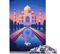 500 Piece Taj Mahal Night View Creative Square Jigsaw Puzzles for Adults And Wooden Puzzles Educational Game for Adult 500pcs (52x38cm)