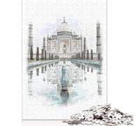 500 Piece Taj Mahal Square Puzzle for Adults, Wooden Puzzles Puzzle Hands-on Game 500pcs (52x38cm)