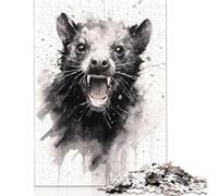 500 Piece Tasmanian Devil Black Ink Square Jigsaw Puzzles for Adults, Wooden Puzzles Learning Educational Toy 500pcs (52x38cm)
