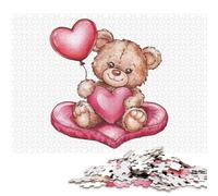 500 Piece Teddy Bear with Heart Balloons Square Puzzle for Adults, Wooden Puzzles Puzzle Hands-on Game 500pcs (52x38cm)