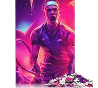 500 Piece Tennis Player in Action Jigsaw Square Puzzle for Adults & Wooden Puzzles Educational Game Challenge Toy 500pcs (52x38cm)
