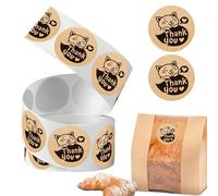 500-Piece Thank You Stickers for Small Business Packaging, Funny Cat Design Round Paper Label Decal Roll, for Paper Bags Envelopes Weddings Party Boutiques & Restaurant
