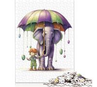 500 Piece The Boy And Elephant Square Jigsaw Puzzles for Adults, Wooden Puzzles Educational Game for Children 500pcs (52x38cm)