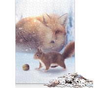 500 Piece The Fox And Squirrel Jigsaws for Adults Wood Puzzle Jigsaws Educational Game Challenge Toy 500pcs (52x38cm)