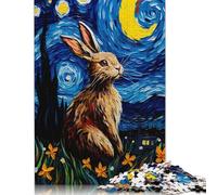 500 Piece The Starry Night Rabbit Jigsaw Puzzles for Adults Teenagers Wood Puzzle Jigsaws for Adults Secret Santa Gifts 500pcs (52x38cm)