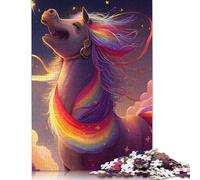 500 Piece The Unicorn Laugh Square Jigsaw Puzzles for Adults, Wooden Puzzles Educational Game for Children 500pcs (52x38cm)