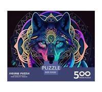 500 Piece The Wolf's Mandala Dream Square Jigsaw Puzzles for Adults & Wooden Puzzles Learning Educational Toys Family Games 500pcs (52x38cm)