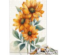500 Piece Three Golden Sunflowers Square Jigsaw Puzzles for Adults & Wooden Puzzles Learning Educational Toys Family Games 500pcs (52x38cm)