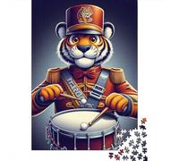 500 Piece Tiger Drumming Square Puzzle for Adults Wooden Puzzles Educational Puzzle Family Game 500pcs (52x38cm)