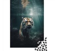 500 Piece Tiger Underwater Swimming Puzzles for Adults Wooden Puzzles Educational Game for Children As A 500pcs (52x38cm)