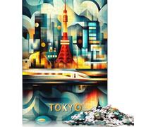 500 Piece Tokyo Cubist Lights - Modern Geometric Cityscape Jigsaw Puzzles for Adults Puzzle Jigsaws for Adults Learning Educational Toys 500pcs (52x38cm)