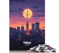 500 Piece Tokyo Skyline Night Square Puzzles for Adults And Wooden Puzzles Family Activity 500pcs (52x38cm)